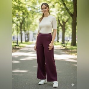 SPANX Pants Wide-Leg Dark Red Bard Classic Trousers Size M